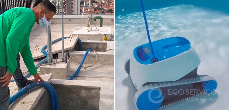 Limpeza de caixa d’água com robôs