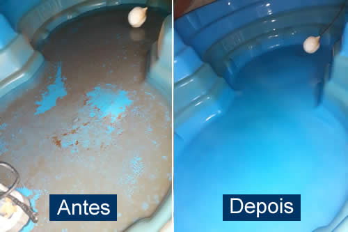 Caixa d'água antes e depois de limpeza